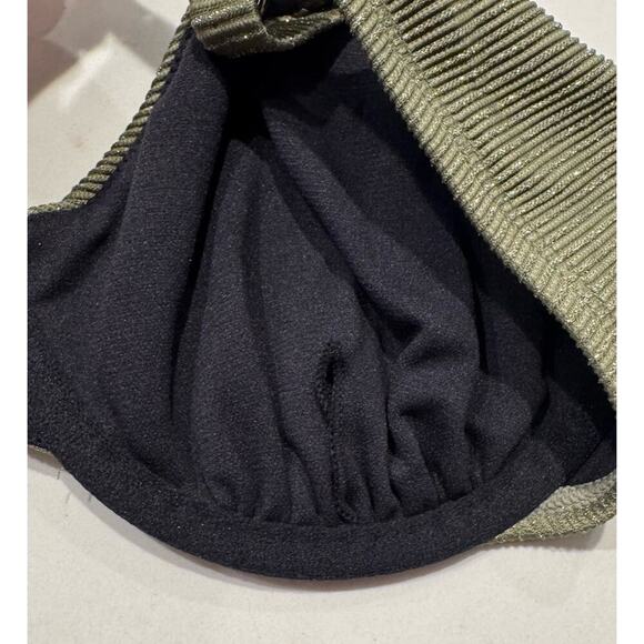 CUPSHE Size Large Green Silver Shimmer Bikini Top Underwire Boho Festival - Picture 5 of 7